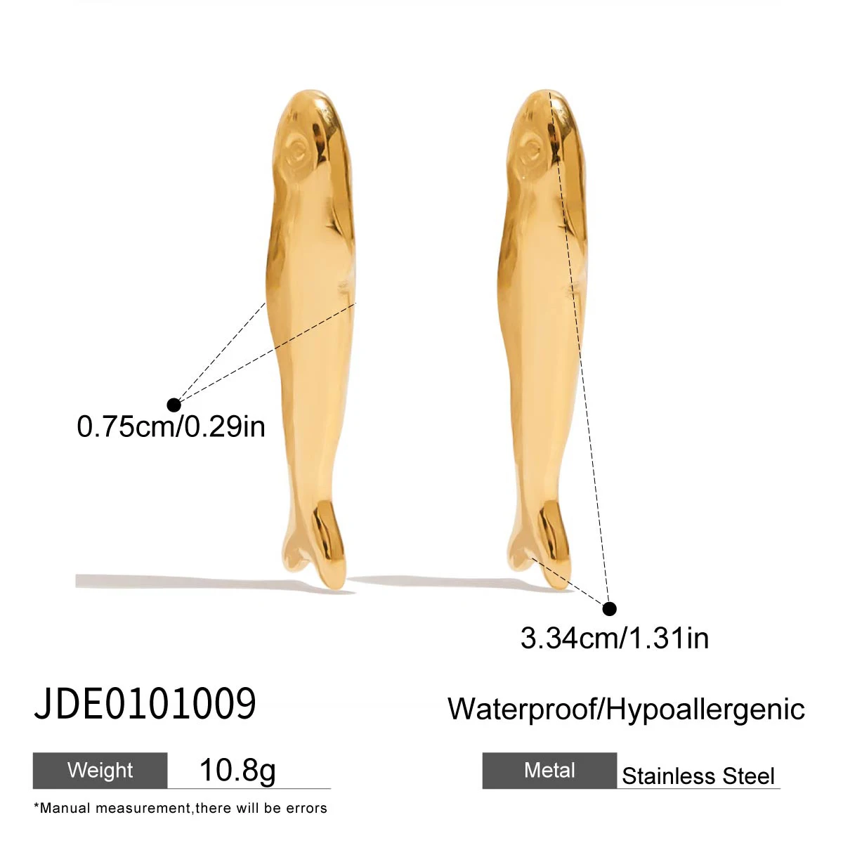 Stainless Steel Gold Fish Earrings Set 9 Stainless Steel Gold Fish Earrings Set - Image 9