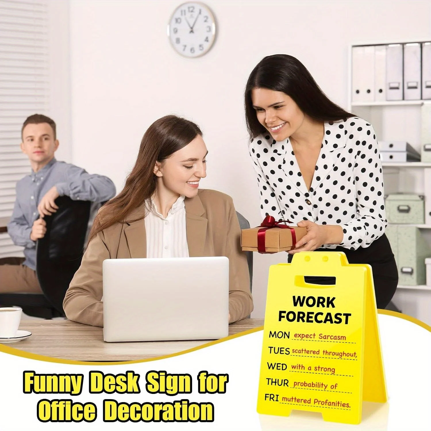 Bright Yellow Work Forecast Desk Sign 3 Bright Yellow Work Forecast Desk Sign - Image 3