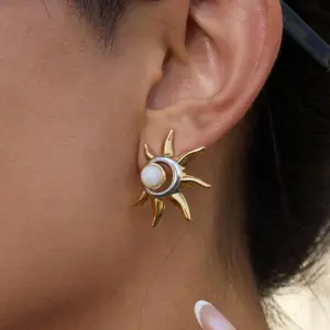 Celestial Sun & Moonstone Earrings in Stainless Steel 8 Se32d4c9f85074367b3cc3d0375bb7894T