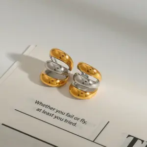 Modern Dual Tone Stainless Steel Clip Earrings 11 Se339564e967a416a93d67e9aca889f05J