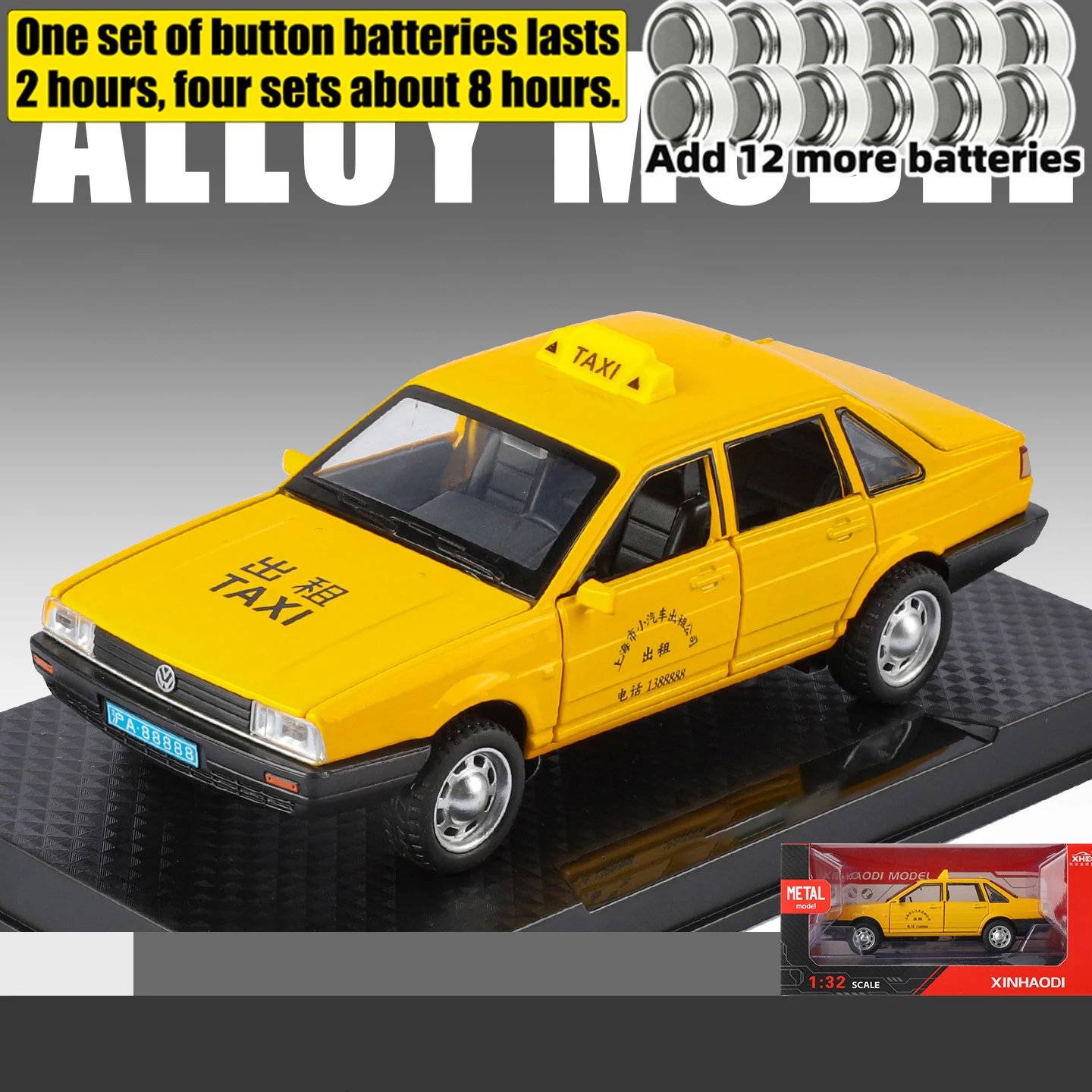 Red Volkswagen Santana Taxi diecast model 1:32 scale 7 Red Volkswagen Santana Taxi diecast model 1:32 scale - Image 7