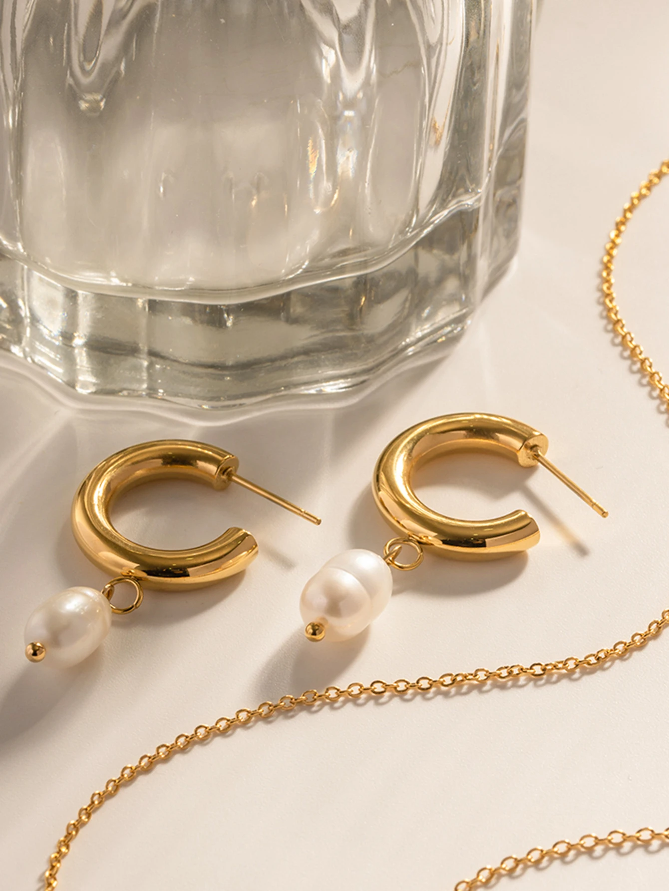 Stainless Steel Pearl Drop Earrings for Women 6 Stainless Steel Pearl Drop Earrings for Women - Image 6