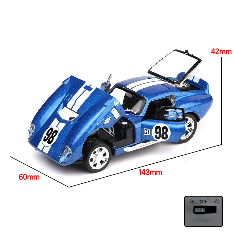 Blue Mustang Shelby Cobra Die-Cast Model 4 Blue Mustang Shelby Cobra Die-Cast Model - Image 4