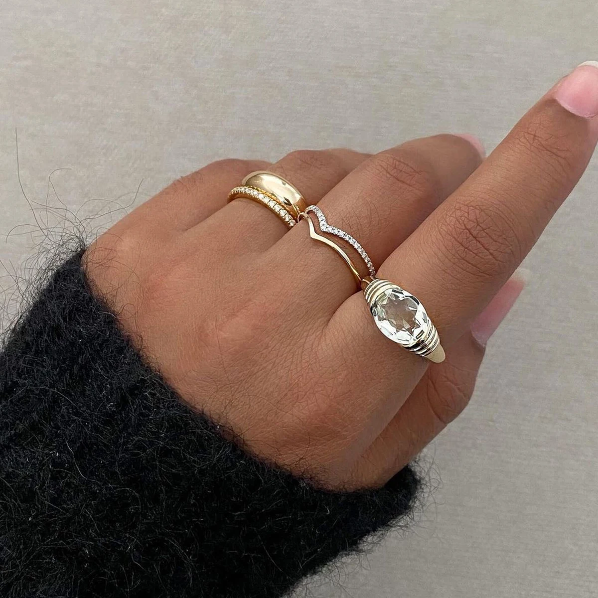 Gold Stainless Steel Geometric Women's Ring 5 Gold Stainless Steel Geometric Women's Ring - Image 5