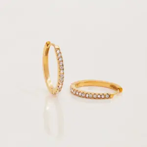 Gold Stainless Steel Hoop Earrings with Zirconia 12 Se397e541b2c14d7bbf40d82d658aa275l