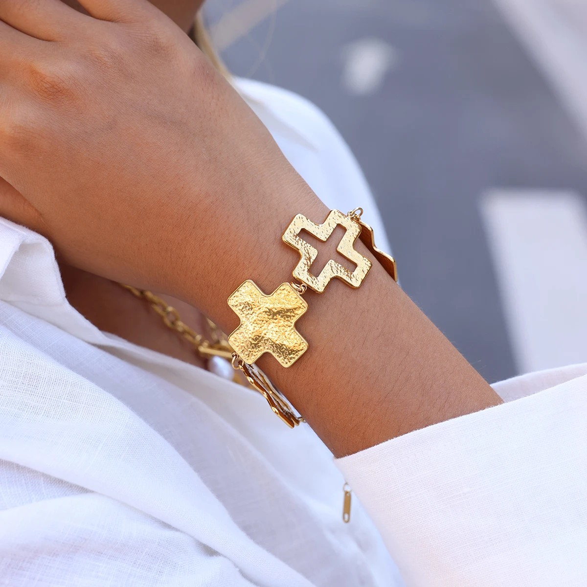 Vintage Stainless Steel Cross Bracelet JDB0109023 3 Vintage Stainless Steel Cross Bracelet JDB0109023 - Image 3