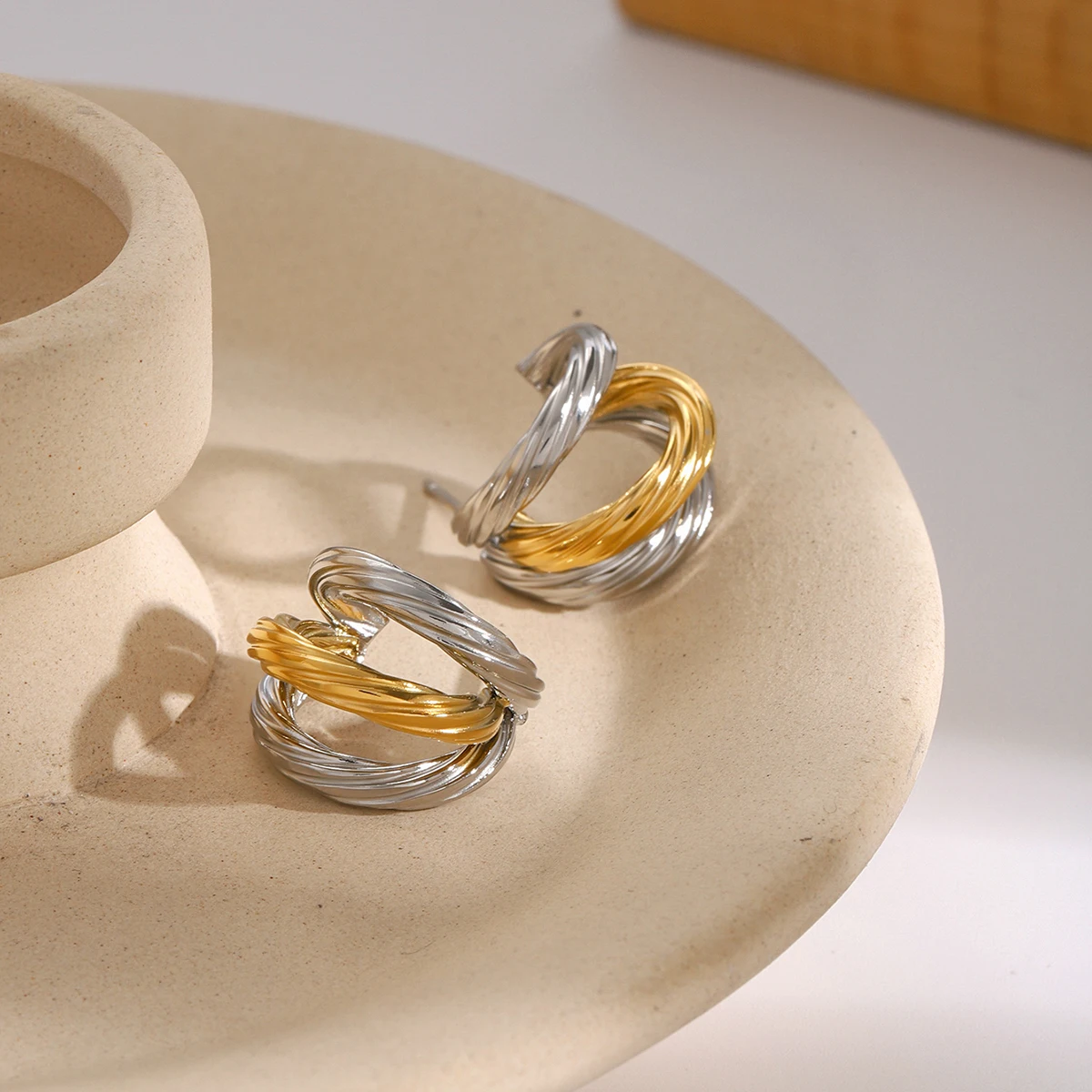 Stainless Steel Gold Hoop Earrings for Women 3 Stainless Steel Gold Hoop Earrings for Women - Image 3