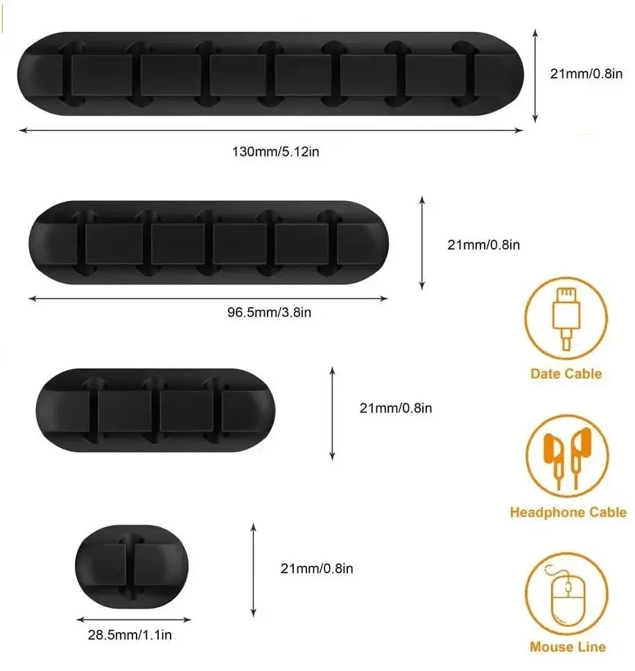 Black Silicone Cable Organizer with 7 Slots 6 Black Silicone Cable Organizer with 7 Slots - Image 6