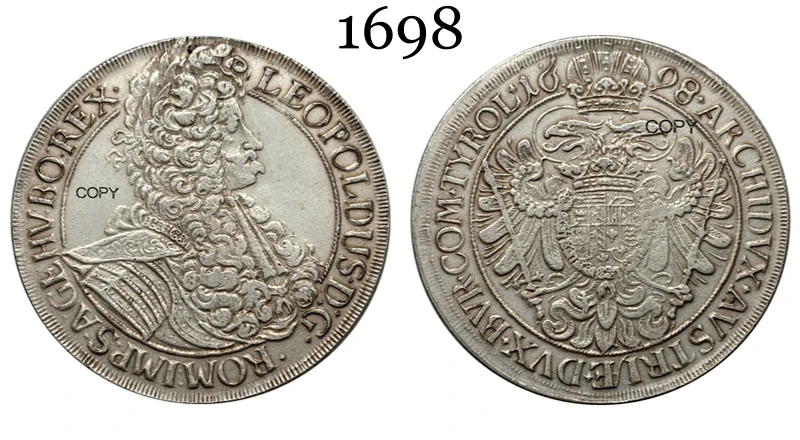 Austrian Empire 1698 Thaler Replica Coin 9 Austrian Empire 1698 Thaler Replica Coin - Image 9