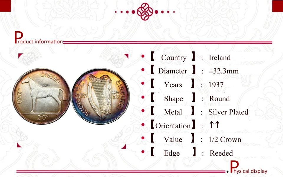 Irish 1928-1937 Commemorative Coin Replica 5 Irish 1928-1937 Commemorative Coin Replica - Image 5