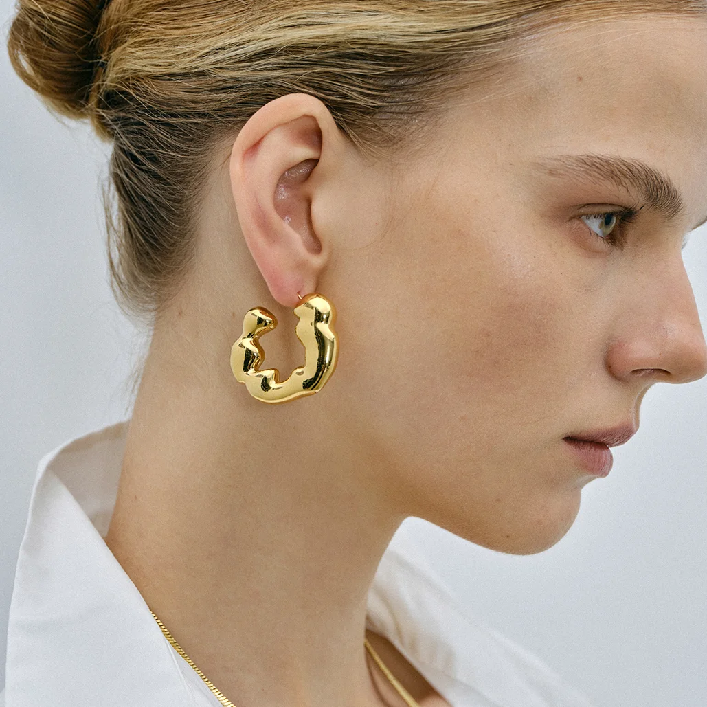 Stainless Steel Ripple Earrings for Women 2 Stainless Steel Ripple Earrings for Women - Image 2