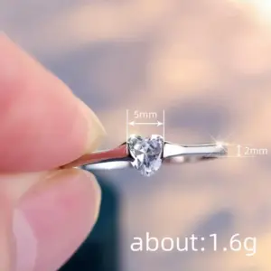 Heart-Shaped Cubic Zirconia Silver Ring 10 Se43092481c524bdea57b9d4b13f351d0a