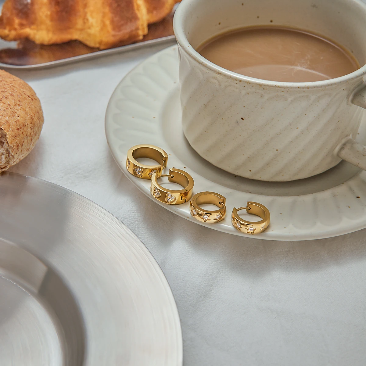 Gold-Tone Stainless Steel Heart Earrings 6 Gold-Tone Stainless Steel Heart Earrings - Image 6