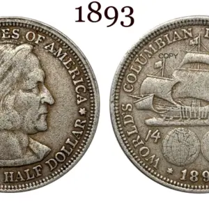 Vintage Columbian Half Dollar Replica, 30mm 15 Se463c2138cc24f9fb6ce06961454cb43q