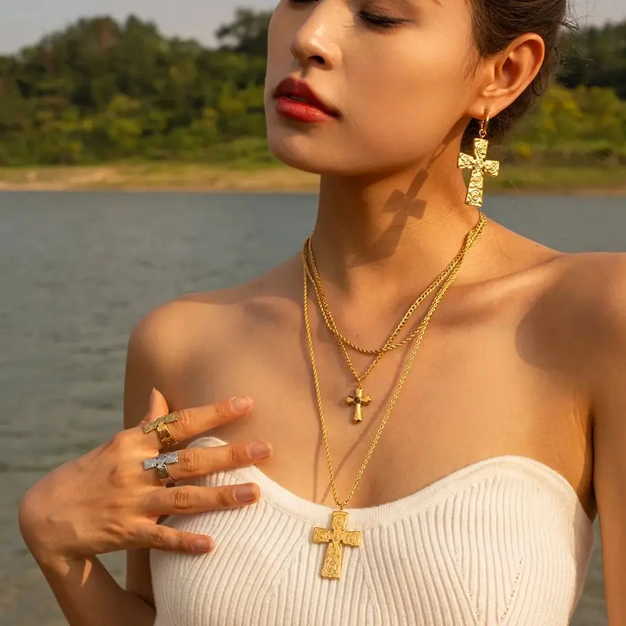 Stainless Steel Gold-Layered Double Necklace 2 Stainless Steel Gold-Layered Double Necklace - Image 2