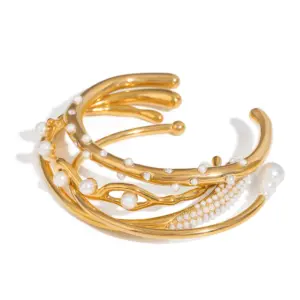 Stainless Steel Gold Double Wrap Bracelet for Women 13 Se47ed54de6cc463cbd9cf12930c41a451