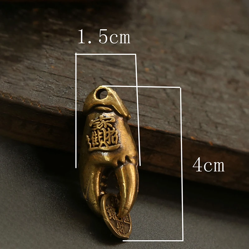 Brass Crab Claw Lucky Keychain 8 Brass Crab Claw Lucky Keychain - Image 8
