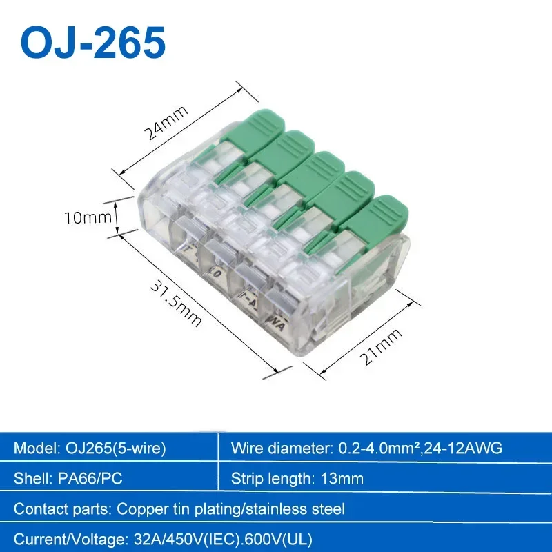 Premium Transparent Wiring Terminal Set with Green Locking Levers 9 Premium Transparent Wiring Terminal Set with Green Locking Levers - Image 9