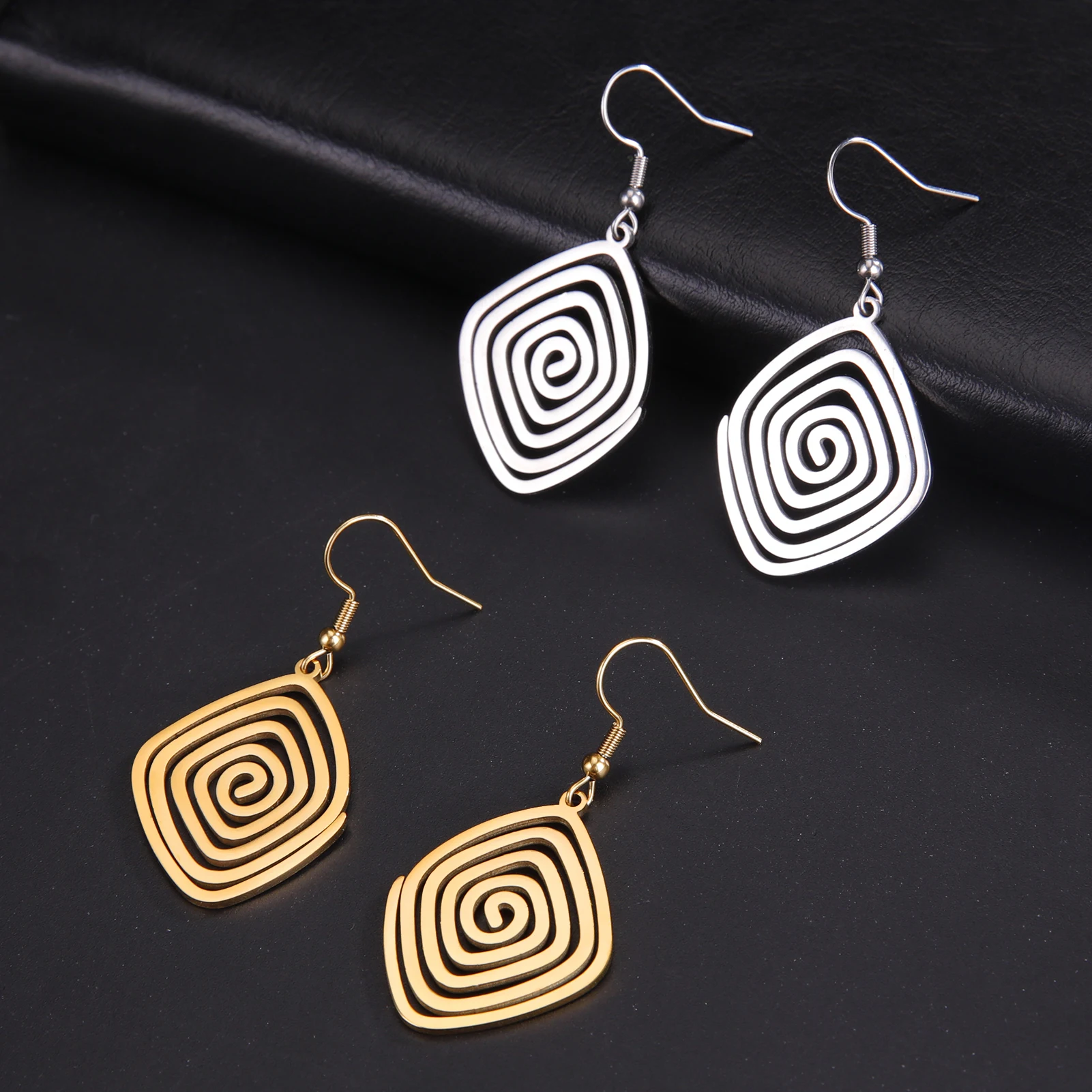Stainless Steel Geometric Spiral Earrings 5 Stainless Steel Geometric Spiral Earrings - Image 5