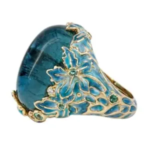 Vintage Gold Flower Cocktail Ring with Blue Zircon 5 Se541a6a3ba2243f3a4307bdc4087e997x