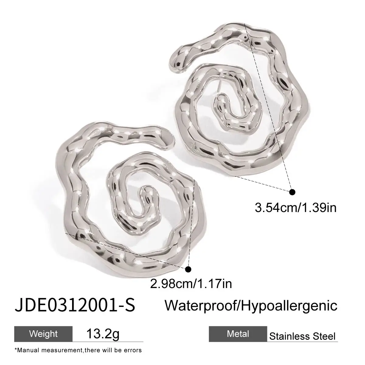 Bold Spiral Stainless Steel Gold Ear Studs 8 Bold Spiral Stainless Steel Gold Ear Studs - Image 8