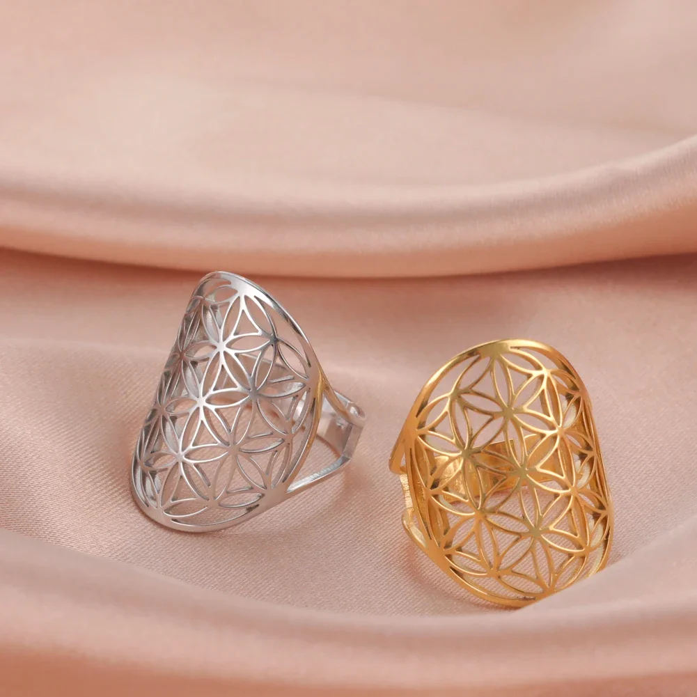 Sacred Geometry Flower of Life Ring in Gold 4 Sacred Geometry Flower of Life Ring in Gold - Image 4