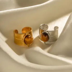 Stainless Steel Gold Women's Adjustable Ring 8 Se5dfc5d3c36a4bd488709732c67dc13ck