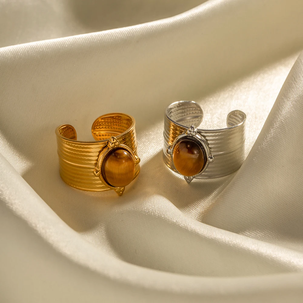 Stainless Steel Gold Women's Adjustable Ring 2 Stainless Steel Gold Women's Adjustable Ring - Image 2