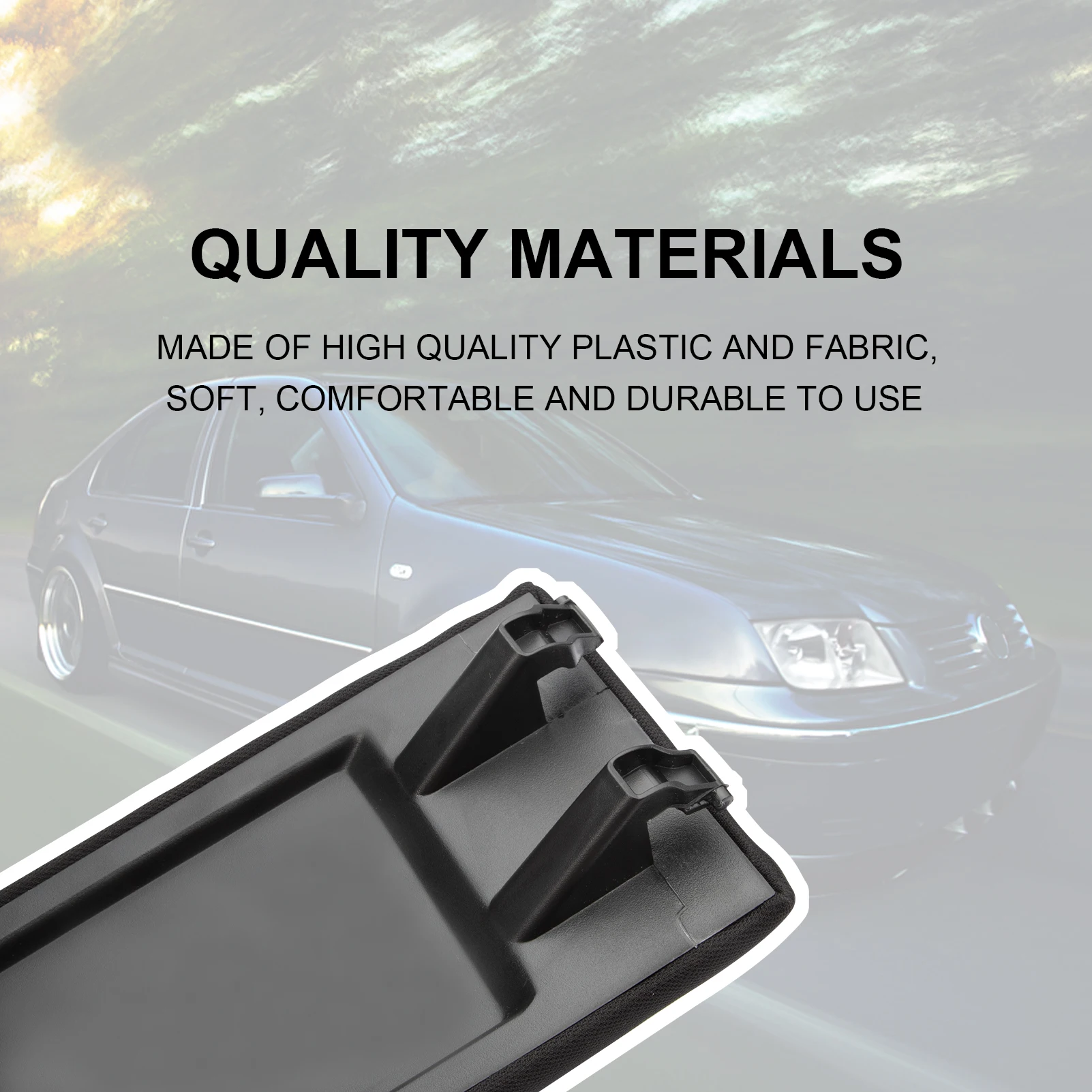 Black Center Console Armrest Cover for VW & Skoda 4 Black Center Console Armrest Cover for VW & Skoda - Image 4