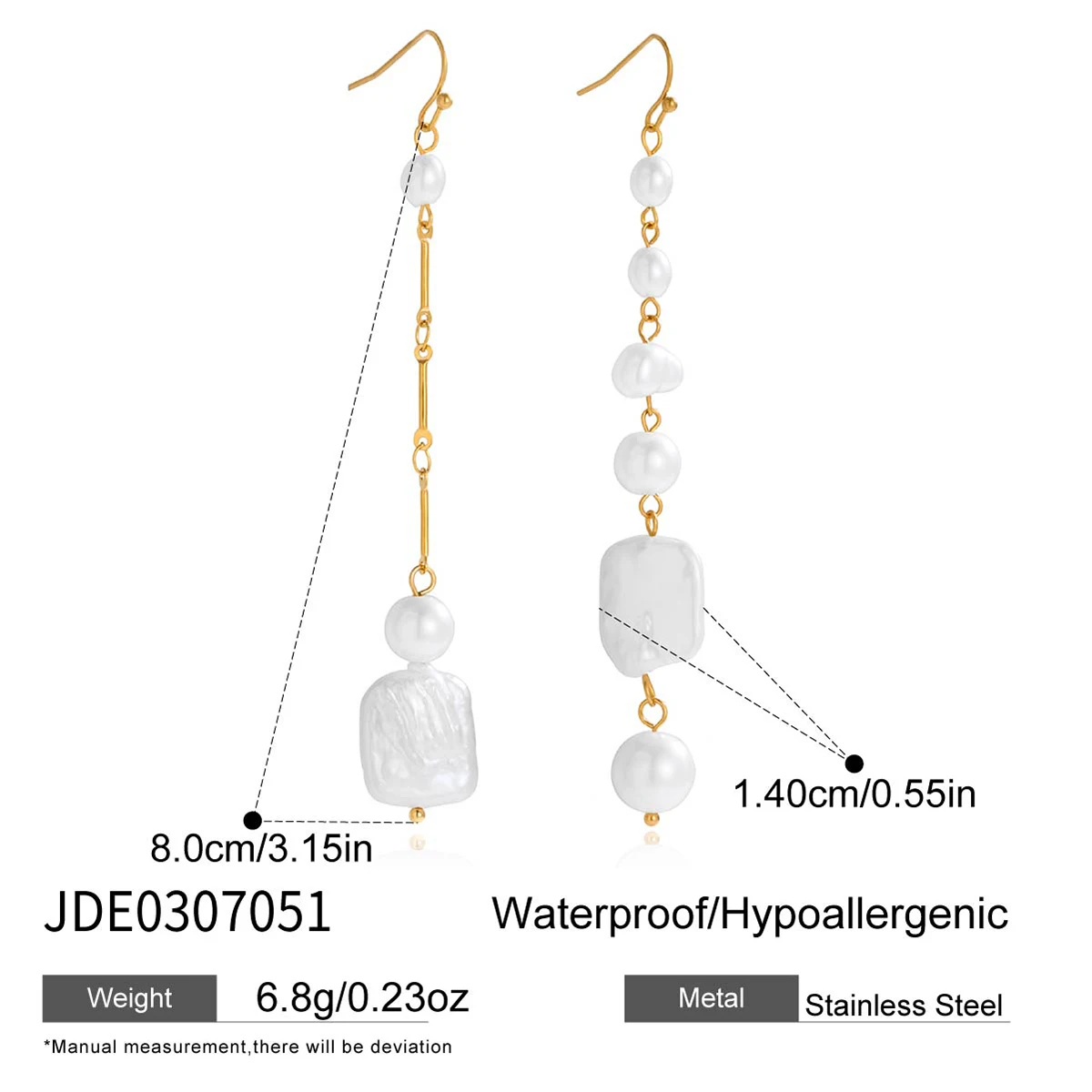 Stainless Steel Freshwater Pearl Drop Earrings 7 Stainless Steel Freshwater Pearl Drop Earrings - Image 7