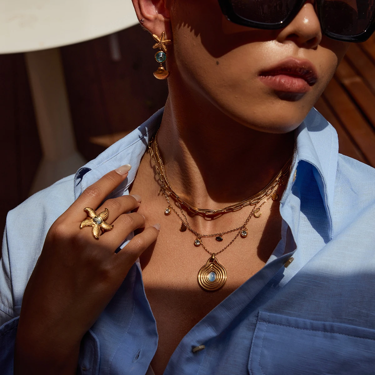 Stainless Steel Gold Pendant Necklace for Women 5 Stainless Steel Gold Pendant Necklace for Women - Image 5