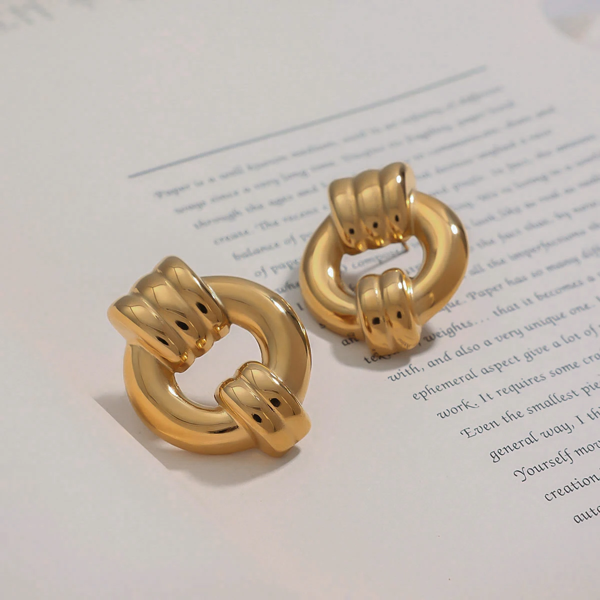 Minimalist Gold Stainless Steel Circular Earrings 6 Minimalist Gold Stainless Steel Circular Earrings - Image 6