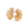 Gold Stainless Steel Fan-Shaped Earrings JDE2312039
