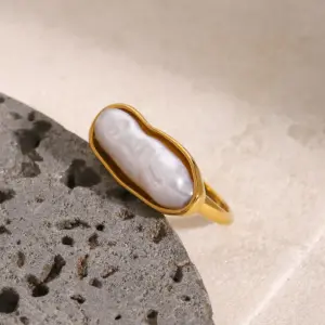 Gold-Plated Stainless Steel Imitation Pearl Ring 12 Se62d139306c3423dbd8bc080167ff5dbk