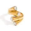 Stainless Steel Gold-Plated Layered Ring for Women
