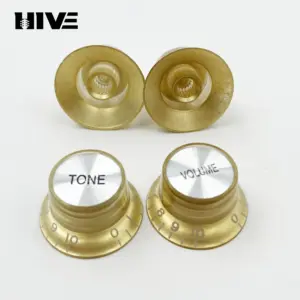 Aluminum Guitar Knob Caps Set in Black & Gold 12 Se66426e9444e4889aea34e4d953cbe7cK