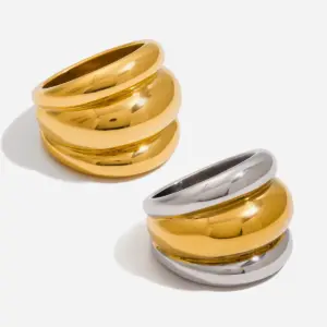 Gold Stainless Steel Chunky Ring for Women 13 Se6930acbe8d449e3bb43e25e99995065P