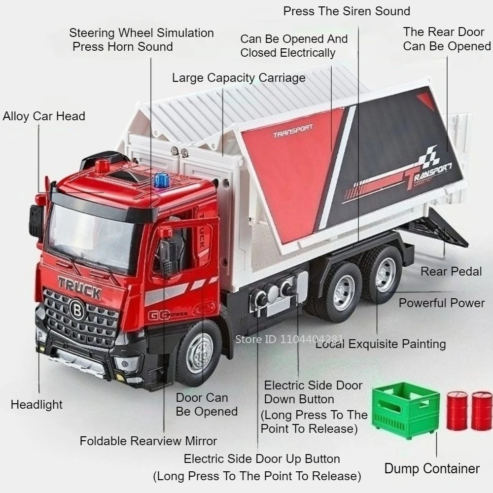 1:24 Alloy Container Truck and Flat Car Set 2 1:24 Alloy Container Truck and Flat Car Set - Image 2