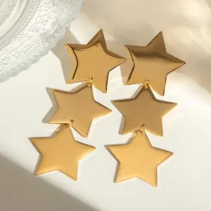 Gold Stainless Steel Geometric Star Earrings 10 Se6d6710e8e064af6a4ccedbd5e927071Q