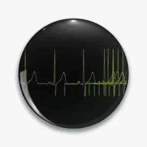 Heartbeat EKG Pin with Black Background