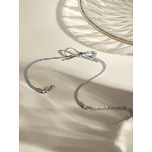 Stainless Steel Anklet with Bow Detail 10 Se72674d7c82f42b3ac60d601ff54e730o