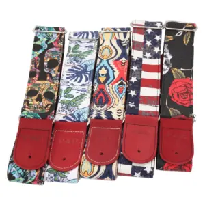 Vibrant Floral and Skull Guitar Strap 14 Se74e7fbce7f84274abecb19fba729340Y