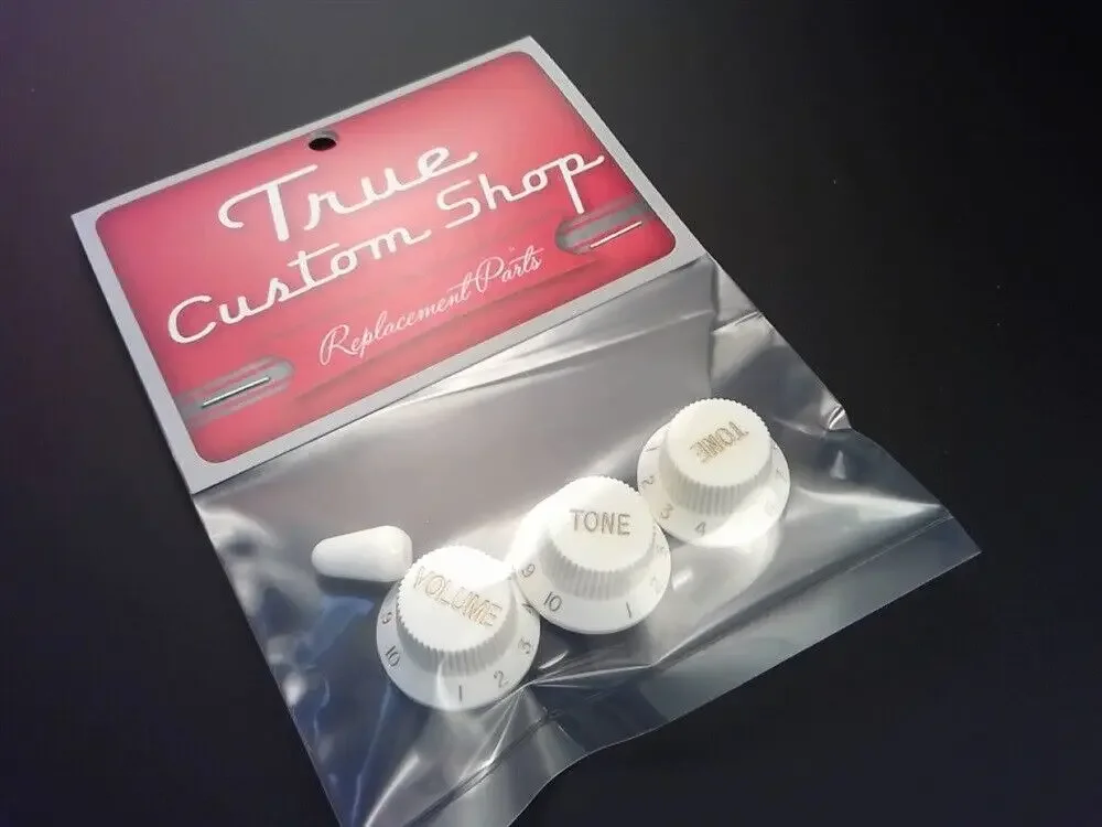 White Control Knob and Switch Tip Set for Fender Strat 3 White Control Knob and Switch Tip Set for Fender Strat - Image 3