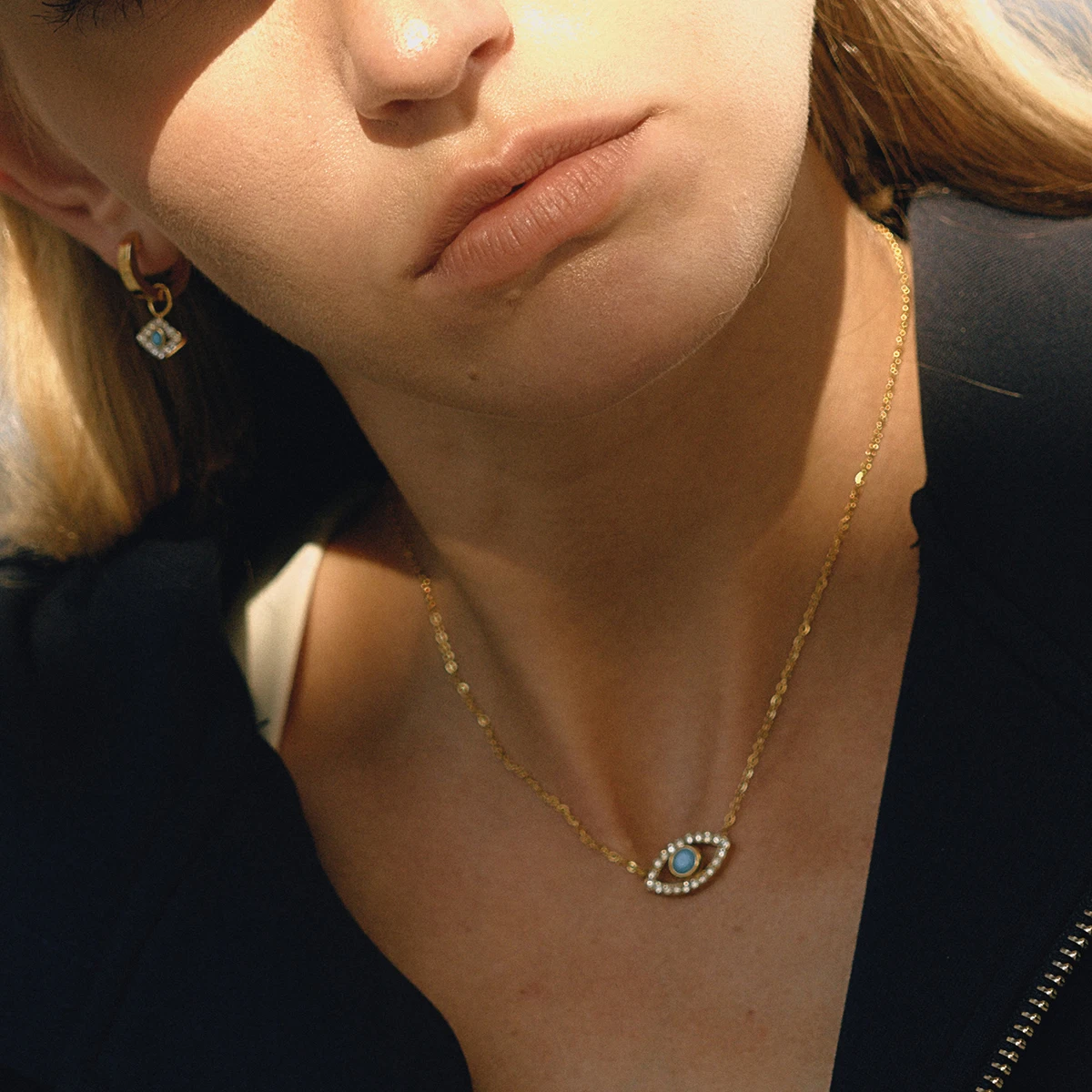 Elegant Stainless Steel Lucky Evil Eye Necklace 2 Elegant Stainless Steel Lucky Evil Eye Necklace - Image 2