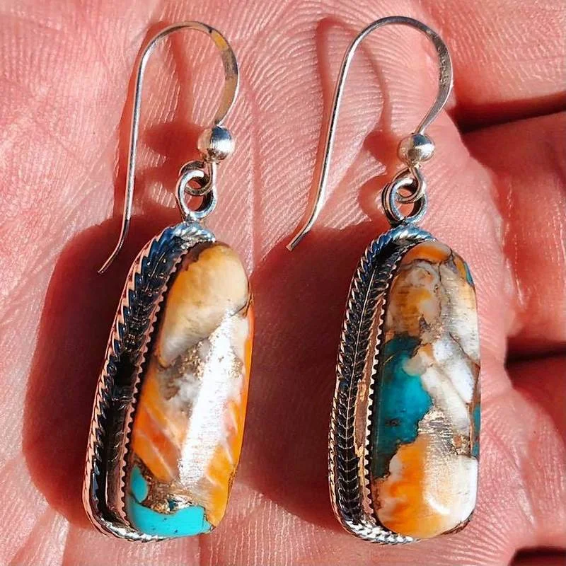 Ethnic Oval Stone Drop Earrings for Women 5 Ethnic Oval Stone Drop Earrings for Women - Image 5