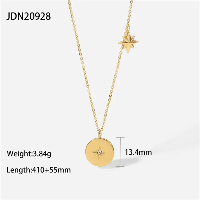 Gold-Toned Stainless Steel Coin Necklace 7 Gold-Toned Stainless Steel Coin Necklace - Image 7