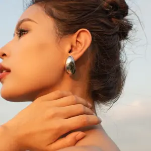 Stainless Steel Gold Oval Earrings 7 Se7c3b47eec964e1791acc096f3cf37ceO