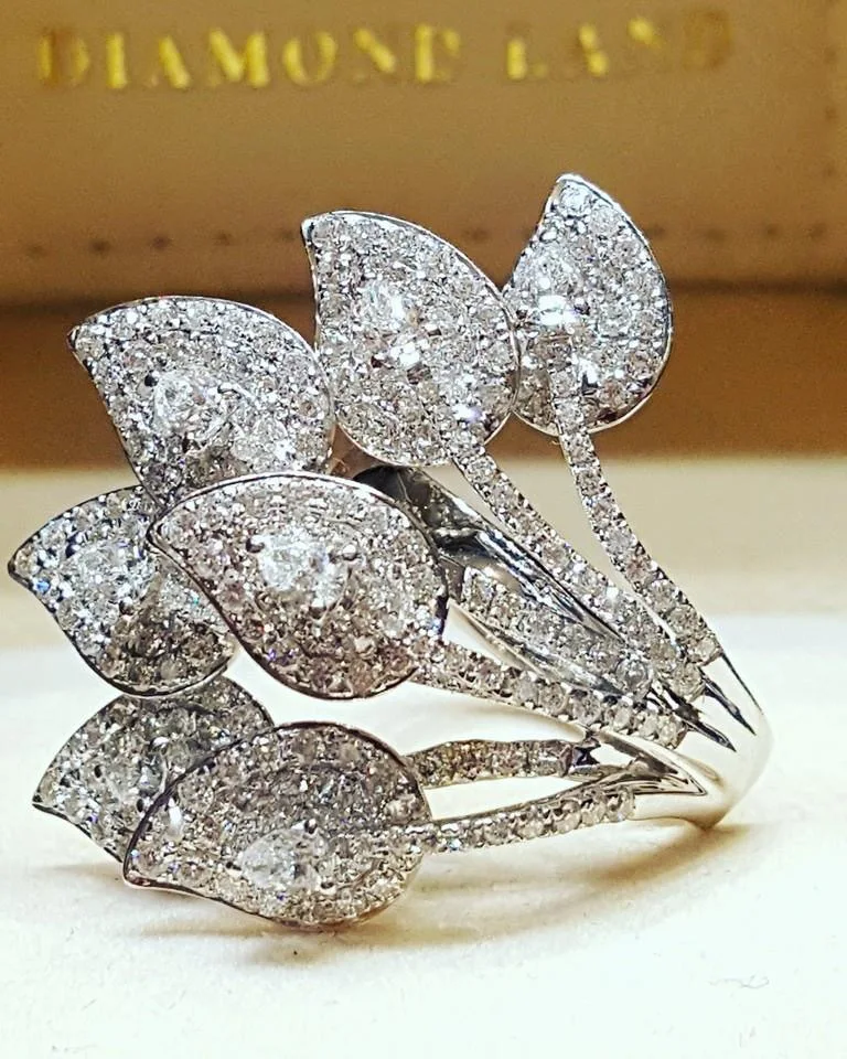 Floral Cocktail Ring in Silver or Gold Tone 4 Floral Cocktail Ring in Silver or Gold Tone - Image 4