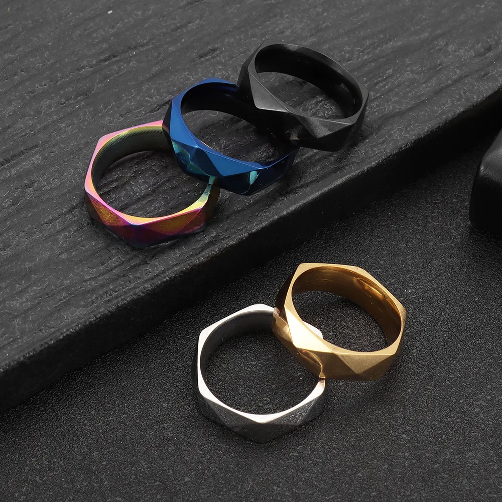 Unisex 6mm Geometric Rhombic Stainless Ring 3 Unisex 6mm Geometric Rhombic Stainless Ring - Image 3