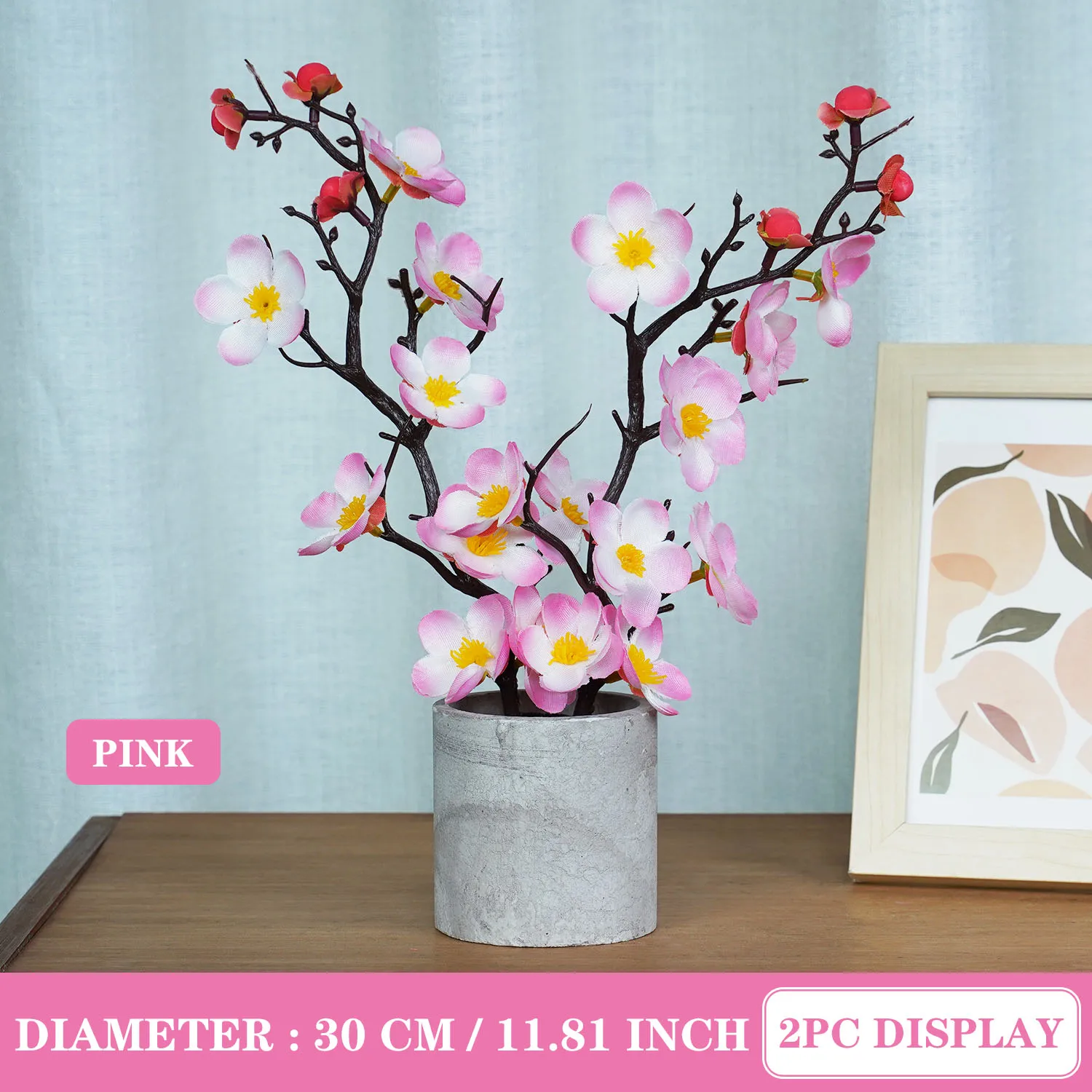 Artificial Plum Blossom Arrangement - 30cm Set 4 Artificial Plum Blossom Arrangement - 30cm Set - Image 4